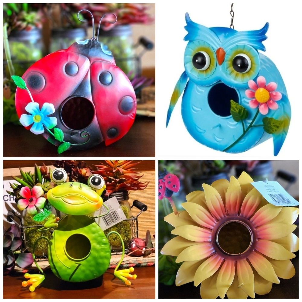 Metal Birdhouse Campers, Ladybug, Sunflower, Bee